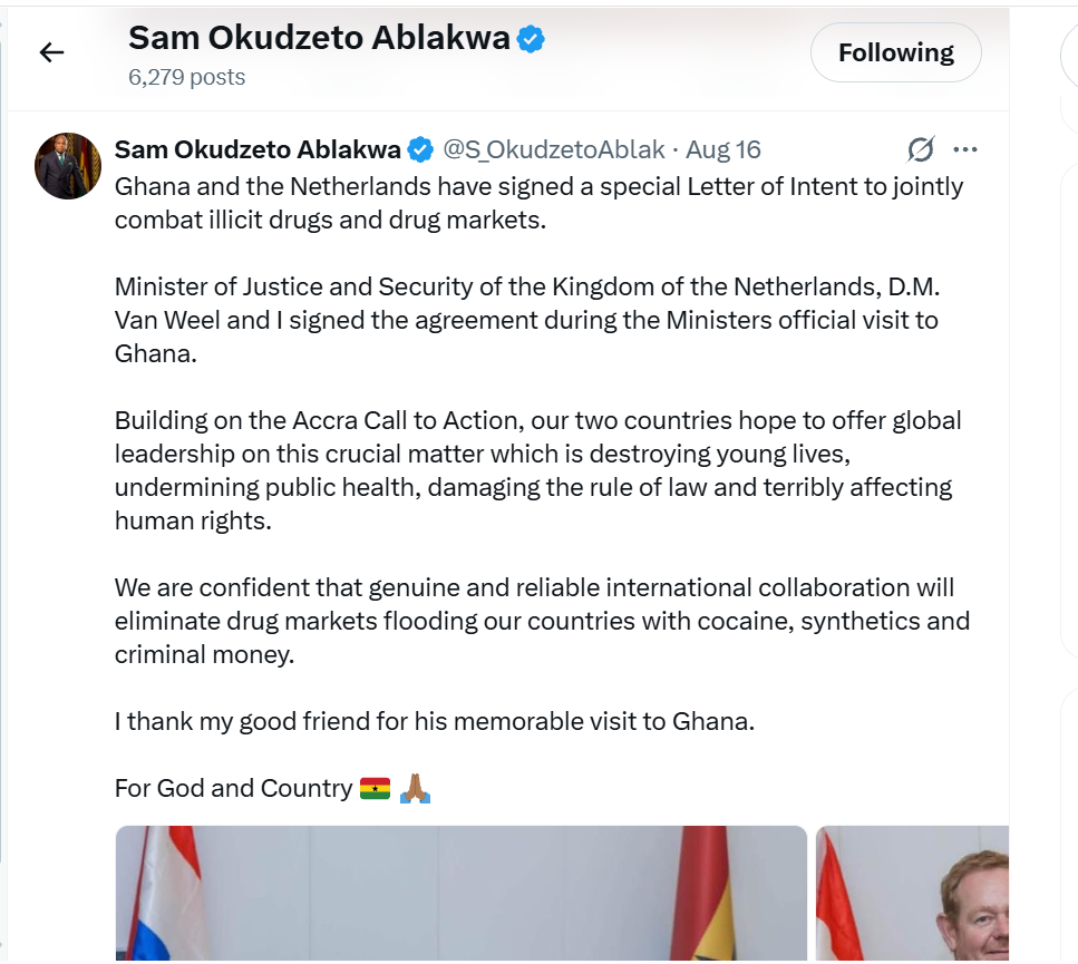 Ghana Netherlands illicit drugs agreement