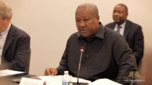 President John Dramani Mahama speaks at presidential roundtable in New York