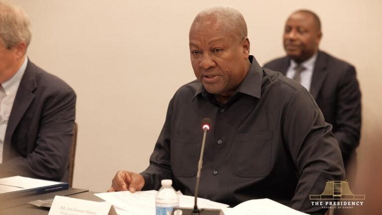 President John Dramani Mahama speaks at presidential roundtable in New York